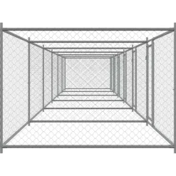vidaXL Hondenhok met deuren 12x2x1,5 m gegalvaniseerd staal grijs
