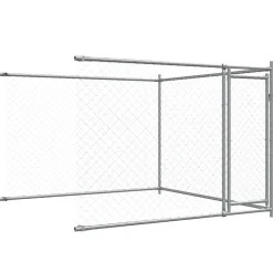 vidaXL Hondenhok met deuren 12x2x1,5 m gegalvaniseerd staal grijs