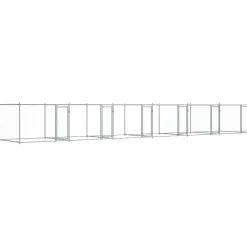 vidaXL Hondenhok met deuren 12x2x1,5 m gegalvaniseerd staal grijs