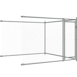 vidaXL Hondenhok met deuren 10x2x1,5 m gegalvaniseerd staal grijs