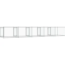 vidaXL Hondenhok met deuren 10x2x1,5 m gegalvaniseerd staal grijs