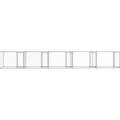 vidaXL Hondenhok met deuren 10x2x1,5 m gegalvaniseerd staal grijs