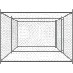 vidaXL Hondenhok met deuren 4x2x1,5 m gegalvaniseerd staal grijs