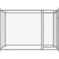 vidaXL Hondenhok met deur 2x2x1,5 m gegalvaniseerd staal grijs
