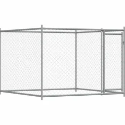 vidaXL Hondenhok met deur 2x2x1,5 m gegalvaniseerd staal grijs