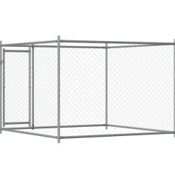 vidaXL Hondenhok met deur 2x2x1,5 m gegalvaniseerd staal grijs