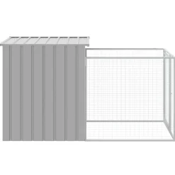vidaXL Hondenhok met ren lichtgrijs 110x201x110 cm gegalvaniseerd staal