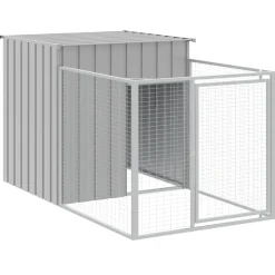 vidaXL Hondenhok met ren lichtgrijs 110x201x110 cm gegalvaniseerd staal