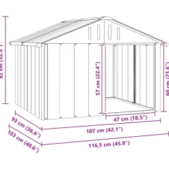 vidaXL Hondenhok 116,5x103x81,5 cm gegalvaniseerd staal grijs