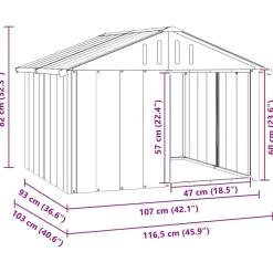 vidaXL Hondenhok 116,5x103x81,5 cm gegalvaniseerd staal antracietkleur