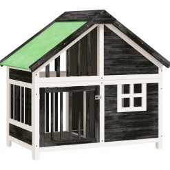 vidaXL Hondenhok 96x60,5x87 cm massief grenenhout grijs