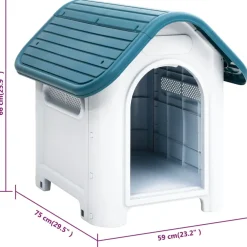 vidaXL Hondenhok 59x75x66 cm polypropeen blauw