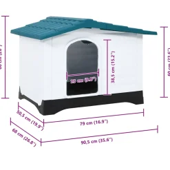 vidaXL Hondenhok 90,5x68x66 cm polypropeen blauw