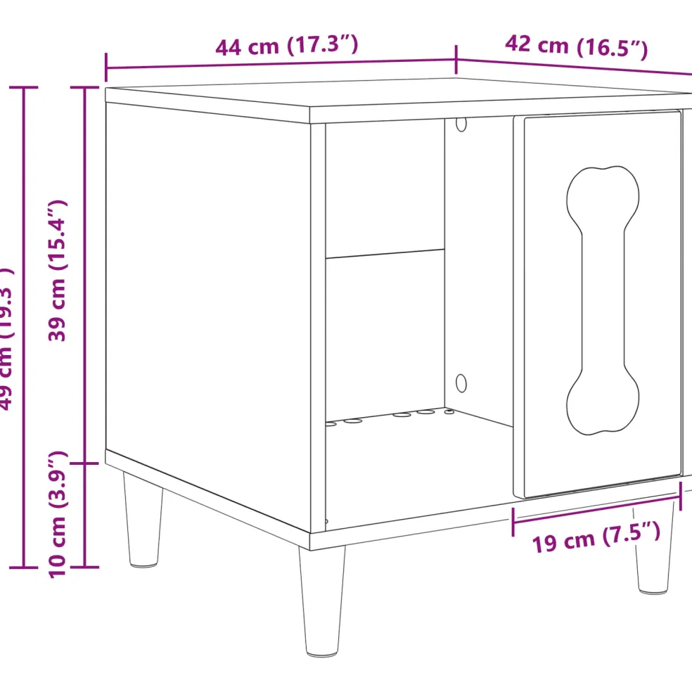vidaXL Hondenhuis Oud hout 44 x 42 x 49 cm Bewerkt hout