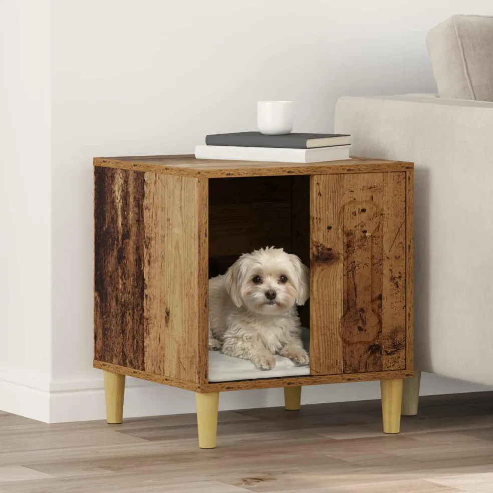 vidaXL Hondenhuis Oud hout 44 x 42 x 49 cm Bewerkt hout