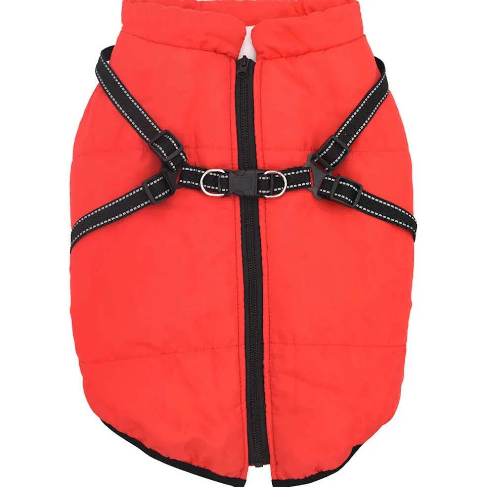 vidaXL Hondenjas met harnas waterdicht reflecterend rood L44