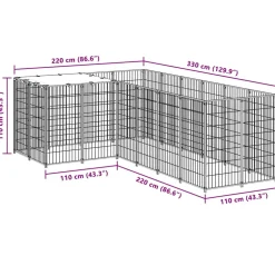 vidaXL Hondenkennel 4,84 m² staal zwart