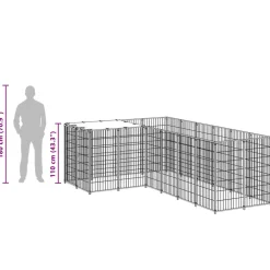 vidaXL Hondenkennel 4,84 m² staal zwart