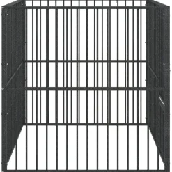 vidaXL Hondenkennel 4 panelen gepoedercoat staal zwart
