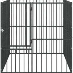 vidaXL Hondenkennel 4 panelen gepoedercoat staal zwart