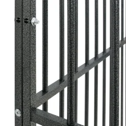 vidaXL Hondenkennel 4 panelen gepoedercoat staal zwart