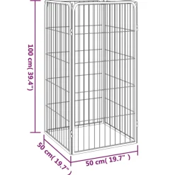 vidaXL Hondenkennel 4 panelen 50 x 100 cm gepoedercoat staal zwart