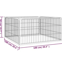 vidaXL Hondenkennel 4 panelen 100x50 cm gepoedercoat staal zwart