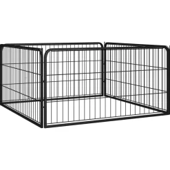 vidaXL Hondenkennel 4 panelen 100x50 cm gepoedercoat staal zwart
