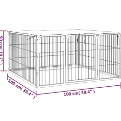 vidaXL Hondenkennel 4 panelen 100x50 cm gepoedercoat staal zwart