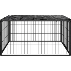 vidaXL Hondenkennel 4 panelen 100x50 cm gepoedercoat staal zwart