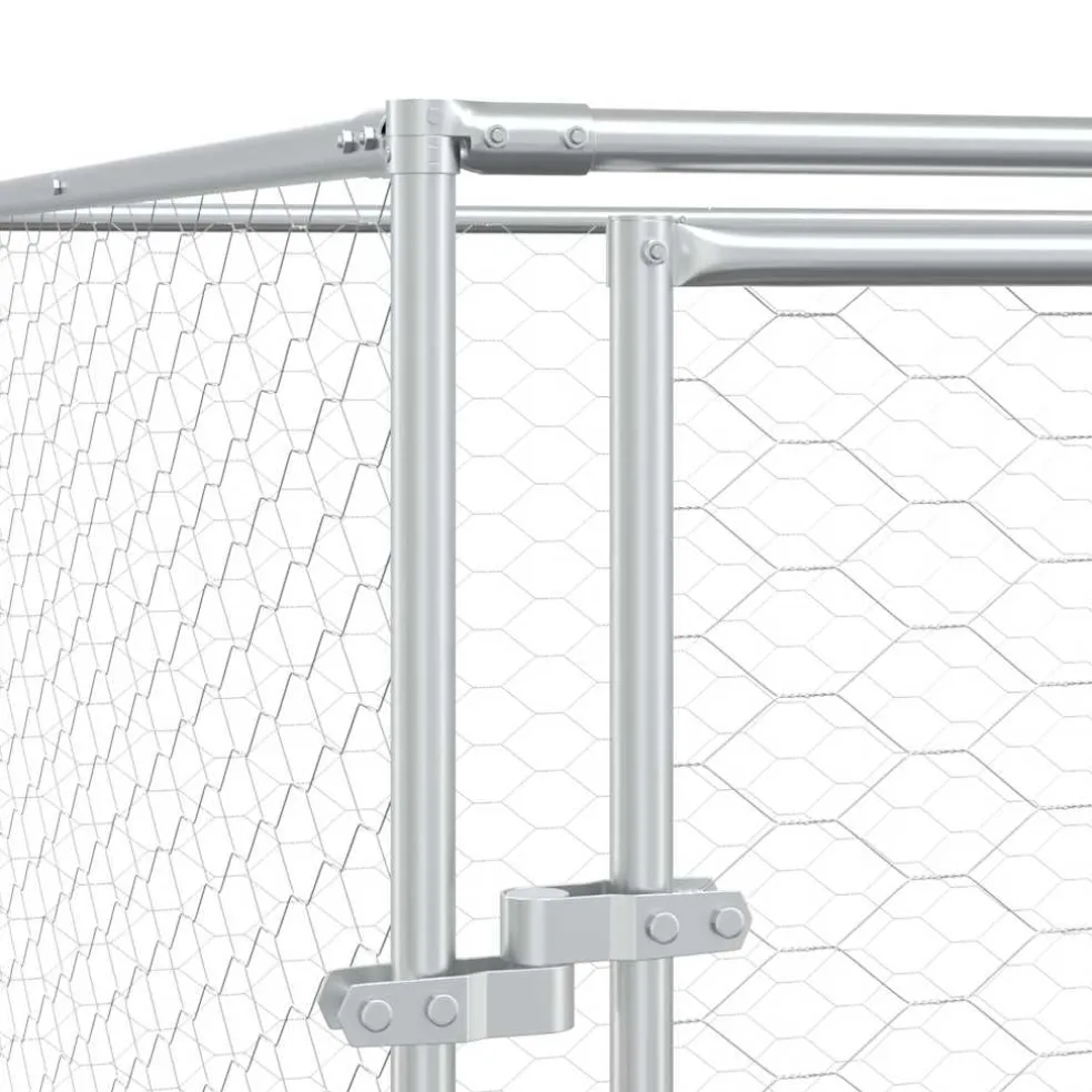 vidaXL Hondenkennel voor buiten 2x2x2 m gegalvaniseerd staal zilver