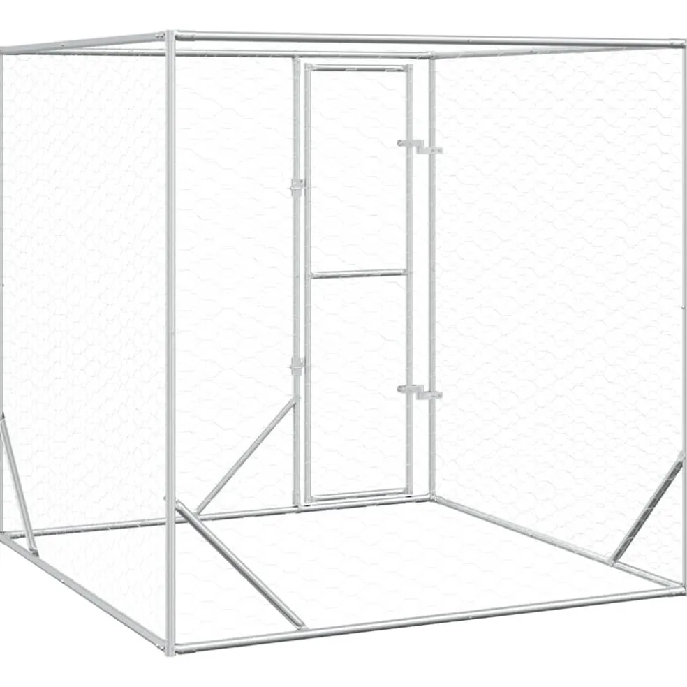 vidaXL Hondenkennel voor buiten 2x2x2 m gegalvaniseerd staal zilver