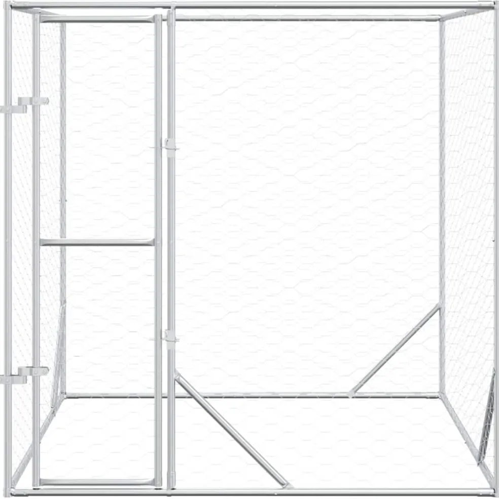 vidaXL Hondenkennel voor buiten 2x2x2 m gegalvaniseerd staal zilver