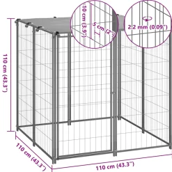 vidaXL Hondenkennel 110x110x110 cm staal zilverkleurig