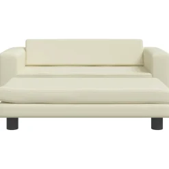 vidaXL Hondenmand met verlengstuk 100x50x30 cm kunstleer crèmekleurig