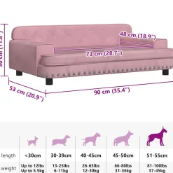 vidaXL Hondenmand 90x53x30 cm fluweel roze