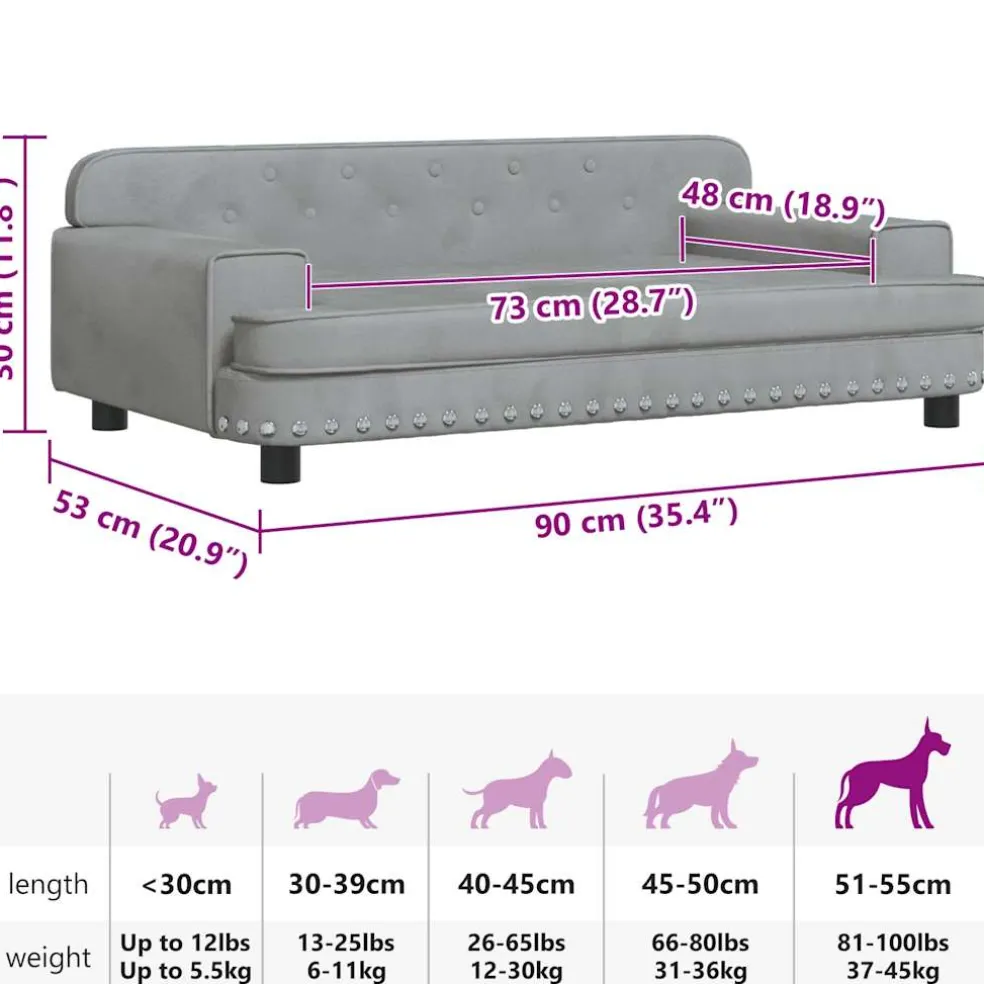 vidaXL Hondenmand 90x53x30 cm fluweel crèmekleurig