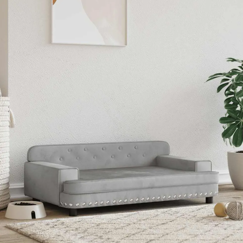 vidaXL Hondenmand 90x53x30 cm fluweel crèmekleurig