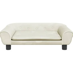 vidaXL Hondenmand 70x48x22 cm fluweel crèmekleurig