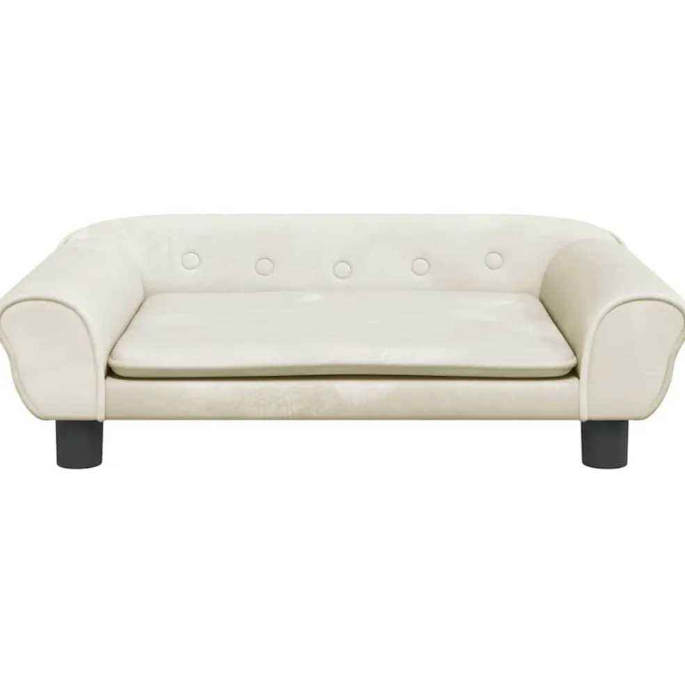 vidaXL Hondenmand 70x48x22 cm fluweel crèmekleurig
