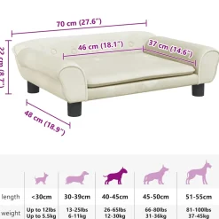 vidaXL Hondenmand 70x48x22 cm fluweel crèmekleurig