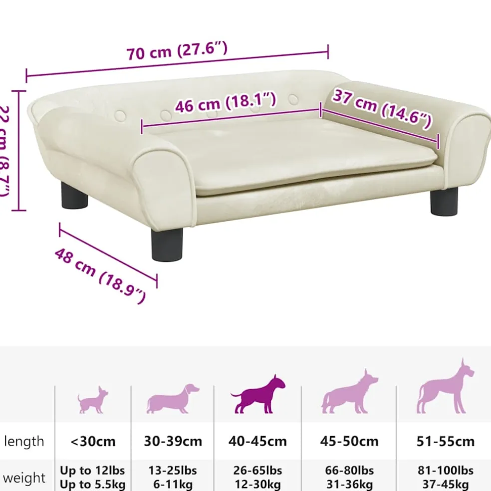 vidaXL Hondenmand 70x48x22 cm fluweel crèmekleurig