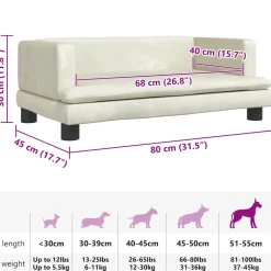 vidaXL Hondenmand 80x45x30 cm fluweel crèmekleurig