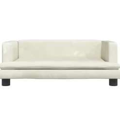 vidaXL Hondenmand 80x45x30 cm fluweel crèmekleurig