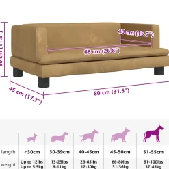 vidaXL Hondenmand 80x45x30 cm fluweel bruin