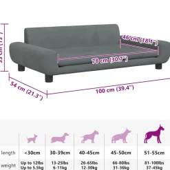 vidaXL Hondenmand 100x54x33 cm fluweel donkergrijs