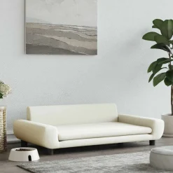 vidaXL Hondenmand 100x54x33 cm fluweel crèmekleurig