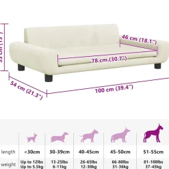 vidaXL Hondenmand 100x54x33 cm fluweel crèmekleurig