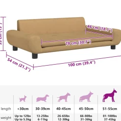 vidaXL Hondenmand 100x54x33 cm fluweel bruin