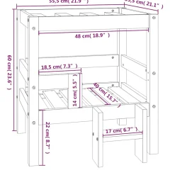 vidaXL Hondenmand 55,5x53,5x60 cm massief grenenhout grijs